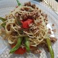 Kayadehutt's cooksnap of when they made いんげんと豚挽肉のオイスターソースパスタ.