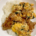 クック甘党。's cooksnap of when they made 残り物アレンジ☆唐揚げとほうれん草卵とじ.