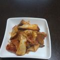 michiamok's cooksnap of when they made 厚切りベーコンときのこのケチャップ炒め.