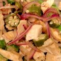 1035's cooksnap of when they made オクラとササミと玉ねぎのサラダ.