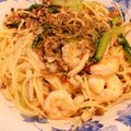 ぴぴ１６'s cooksnap of when they made 挽き肉とエビのオイルパスタ.