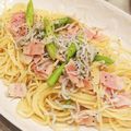 ayayaya☆'s cooksnap of when they made しらすとアスパラとベーコンの春色パスタ☆.