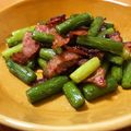 ちっち123's cooksnap of when they made ズボラ料理！ニンニクの芽とベーコン炒め　.