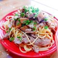 aちば's cooksnap of when they made 豚ﾊﾞﾗと干し椎茸の和風パスタ.
