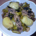 AJINO's cooksnap of when they made 野沢菜とジャガイモ炒め.