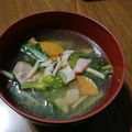 ramieru's cooksnap of when they made 小松菜きのこスープ♪.