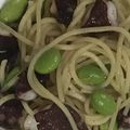 ma___111's cooksnap of when they made ピリ辛！たこと枝豆のガーリックパスタ.