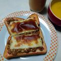 うたかた。's cooksnap of when they made 簡単☆納豆明太チーズトースト.