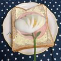 へい♡ゆー♡'s cooksnap of when they made 花柄の茹で卵トースト〜(๑╹◡╹)ﾉ