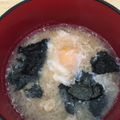 dmikab's cooksnap of when they made 月見海苔みそ汁.