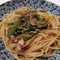 ぷにゃ〜's cooksnap of when they made 鯖の醤油煮缶と小松菜のパスタ.