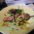 どら1981's cooksnap of when they made 小松菜としめじとウインナーのにんにく炒め.