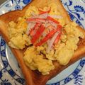 precious☆'s cooksnap of when they made ふわふわ甘たま☆カニカマトースト.