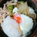 野菜克服生活's cooksnap of when they made 豚肉と白菜の温たまうどん.