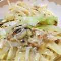 hiromi_ja's cooksnap of when they made ☆キャベツ塩昆布ベーコンの和風パスタ☆.