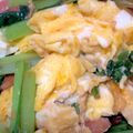 ラーメン好き♪'s cooksnap of when they made ソーセージと小松菜の玉子炒め丼.