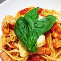 ♡♡おっきぃーの♡♡'s cooksnap of when they made エビとモッツァレラのトマトパスタ.