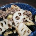 ウタマ's cooksnap of when they made なすとれんこんの肉味噌炒め.