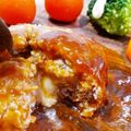 しじみごはん's cooksnap of when they made 鉄板チーズインハンバーグ野菜添え.