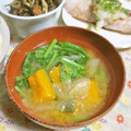 mmameco's cooksnap of when they made かぼちゃとほうれん草のお味噌汁.