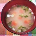 4児男子母さんの台所's cooksnap of when they made 冷凍プチトマトの味噌汁.