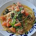 donuts★'s cooksnap of when they made ほうれん草とツナとトマトの醤油パスタ.