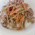 Roseぴんく's cooksnap of when they made Don！きんぴらと鶏そぼろ丼.