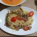 Kayadehutt's cooksnap of when they made いんげんと豚挽肉のオイスターソースパスタ.