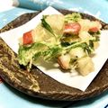 お料理ニャロメ's cooksnap of when they made カリッと✨水菜とカニカマ長芋のかき揚げ.
