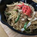 ayayahoney's cooksnap of when they made 焼きそば風♪ソース味のねぎスパゲティ.