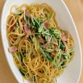にゃん0715's cooksnap of when they made 【簡単】水菜とベーコンの和風パスタ.