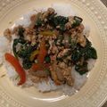 BarkoJOHN's cooksnap of when they made 鶏ひき肉とホウレン草のカレーペースト炒め.