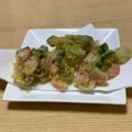bluebonbon's cooksnap of when they made さつまいもとハム☆とネギのかき揚げ♪.