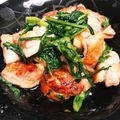 CHIHO☆★☆'s cooksnap of when they made 柔らか鶏胸肉と春菊のガーリック炒め.