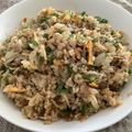 caruga's cooksnap of when they made 香ばしネギとしらすのチャーハン.