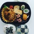 junjun27's cooksnap of when they made 鬼滅の刃　簡単おにぎり　キャラ弁当.