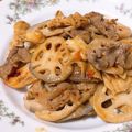 ミケ∩＾ω＾∩'s cooksnap of when they made ★牛肉と蓮根、舞茸のオイマヨ醤油炒め★.