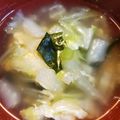 kyuko☆'s cooksnap of when they made 余った白菜外葉と大根葉のあっさりスープ♪.