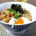 ダイナマイト漆黒's cooksnap of when they made スタミナ豚キムチ納豆丼.