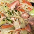 みゃみゃごと's cooksnap of when they made 鮭とチンゲンサイのクリームパスタ.