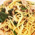 ハッピ～369嬢's cooksnap of when they made ほうれん草とベーコンとしめじのパスタ☆.