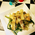 ★サンセット★'s cooksnap of when they made 簡単5分！サクサク油揚げと水菜ごま油炒め.