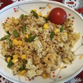 アルカママ's cooksnap of when they made ひき肉といんげんとコーンのカレー炒飯.
