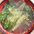 ゆんゆるん's cooksnap of when they made ごま油香る！ロメインレタスの中華風スープ.
