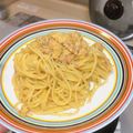 junko♘'s cooksnap of when they made 簡単なのに本格的★サーモンのカルボナーラ.