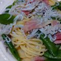 ミスちえ's cooksnap of when they made しらすとアスパラとベーコンの春色パスタ☆.