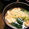 クリーピングタイム☆'s cooksnap of when they made 小松菜と油揚げのお味噌汁.