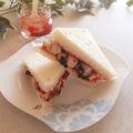 ハント☆'s cooksnap of when they made 【和サンド】蒸し鶏と大葉の梅トマサンド.