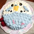 suechan135's cooksnap of when they made ことり隊 セキセイインコ 立体ケーキ.