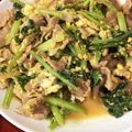 アラフィフ新米主婦♪'s cooksnap of when they made かぶの葉と豚バラ肉と玉子の中華炒め.